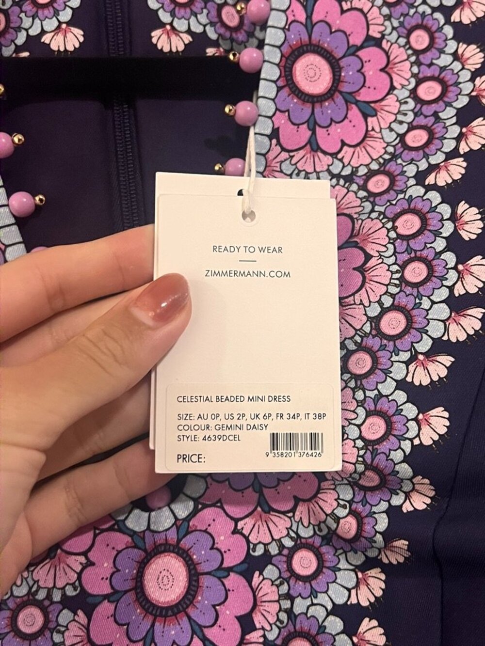 Zimmermann Dark Purple Dress with Pink Floral Design - Picture 8 of 13